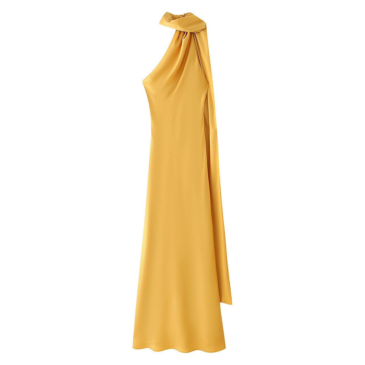 Saten Sırtı Açık Halter Elbise